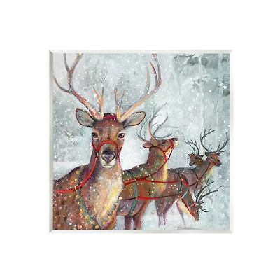 Stupell Industries Winter Reindeer Holiday Landscape Wall Art