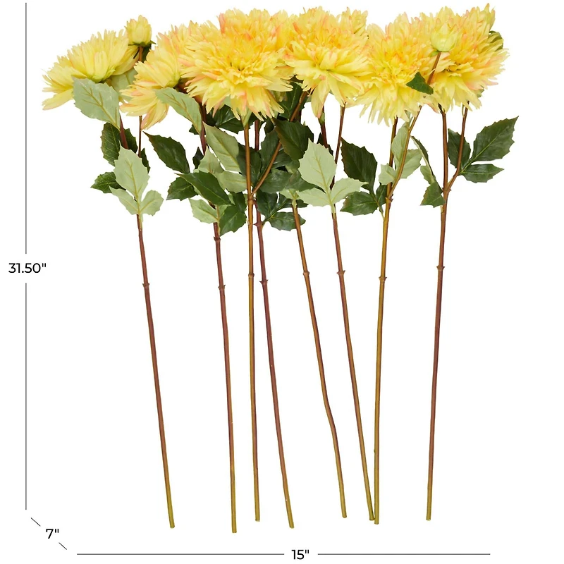31.5" Yellow Dahlia Artificial Flower Stem, 8ct.