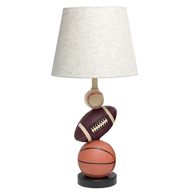 Simple Designs™ 22" Basketball, Baseball, Football Table Lamp with Beige Shade