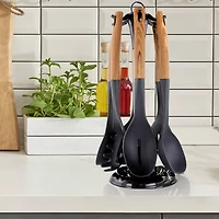 MegaChef Black Nylon & Wood Cooking Utensils Set, 7ct.