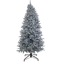 10ft. Pre-Lit Matte Silver Metallic Evergreen Artificial Christmas Tree