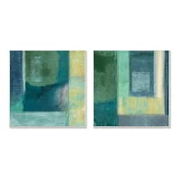 Stupell Industries Blue, Green, & Yellow Asymmetric Abstract Shapes Wall Plaque Set