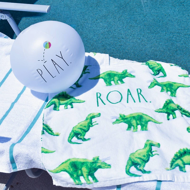 Rae Dunn Roar Dinosaur Kids Hooded Towel & Beach Ball Set