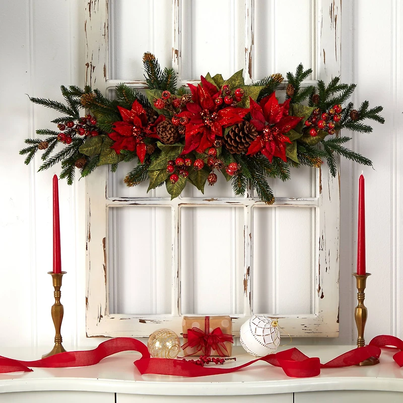 3ft. Red Poinsettia & Berry Centerpiece