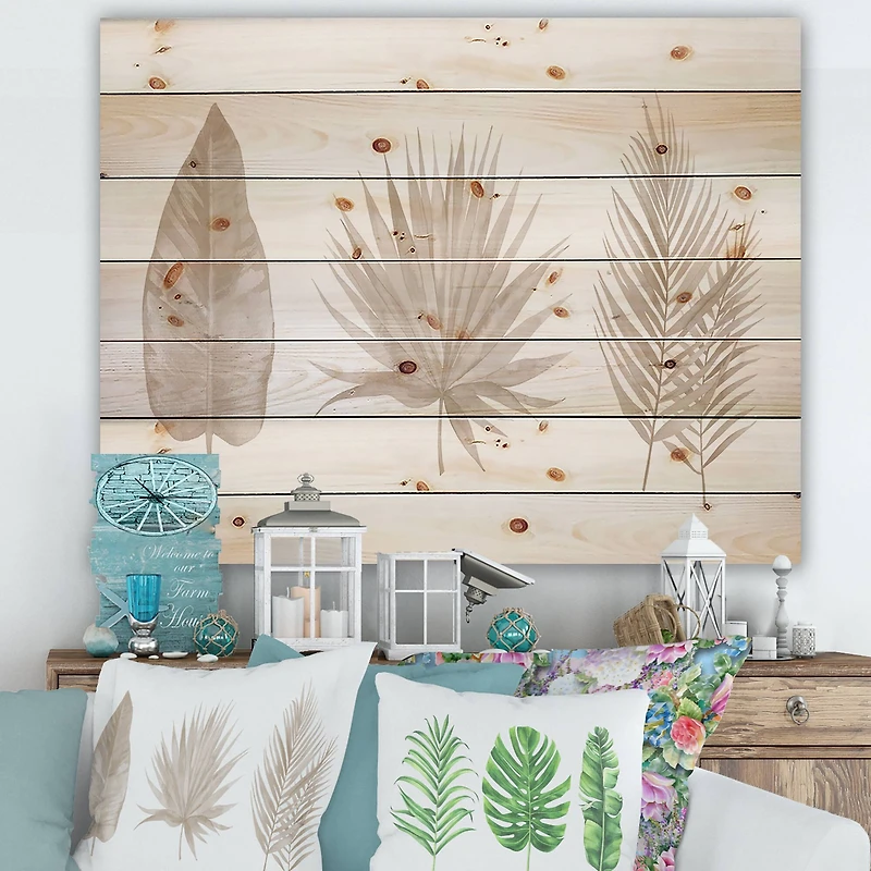 Designart - Tropical Beiges Leaves