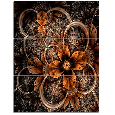 Designart - Dark Orange Digital Art Fractal Flower