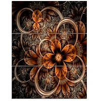 Designart - Dark Orange Digital Art Fractal Flower