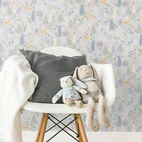 RoomMates Light Gray Spring Forest Pals Peel & Stick Wallpaper
