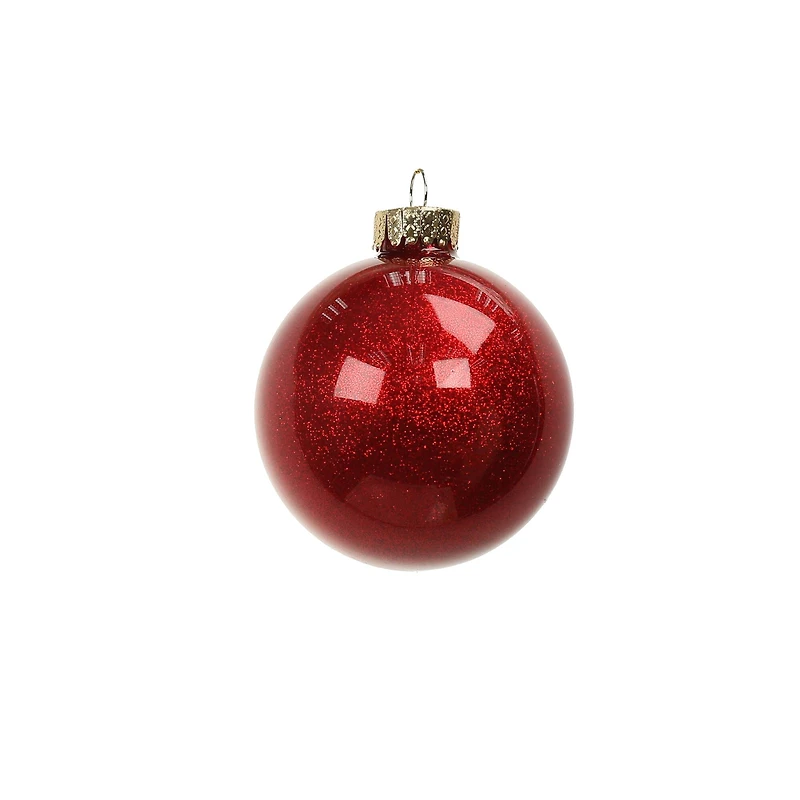 4 Pack 3" Red Glitter Glass Ball Ornaments by Ashland®