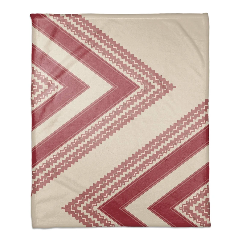 Zig Zag Cream Pink 50" x 60" Coral Fleece Blanket