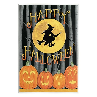 Stupell Industries Happy Halloween Forest Witch Wall Plaque Art