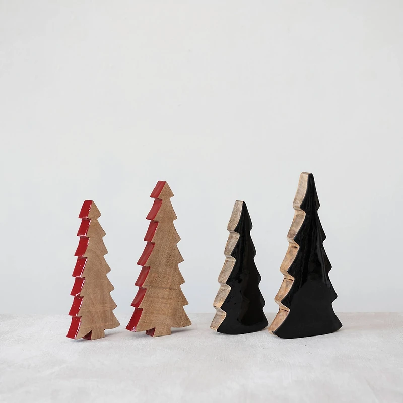 Hello Honey® Mango Wood Christmas Tree with Red Enameled Edge