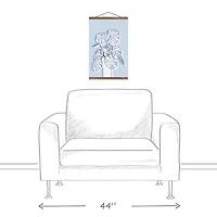 Blue Monstera Drawing Teak Hanging Canvas Wall Art