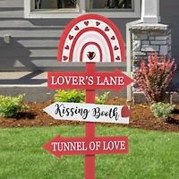 Glitzhome® 41.75" Valentine's Wooden Rainbow Word Sign Patch & Yard Stake
