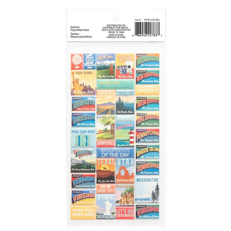 12 Pack: State Travel Photo Puffy Stickers by Recollections™
