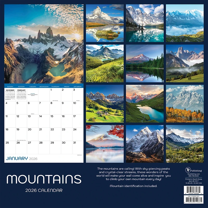 2026 Mountains Wall Calendar