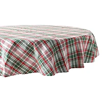 DII® 70" Round Yuletide Plaid Tablecloth