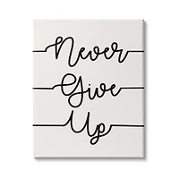 Stupell Industries Never Give Up Phrase Abstract Line Typography Canvas Wall Art