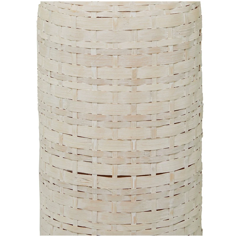 White Bamboo Tall Woven Floor Vase 9" x 9" x 48"