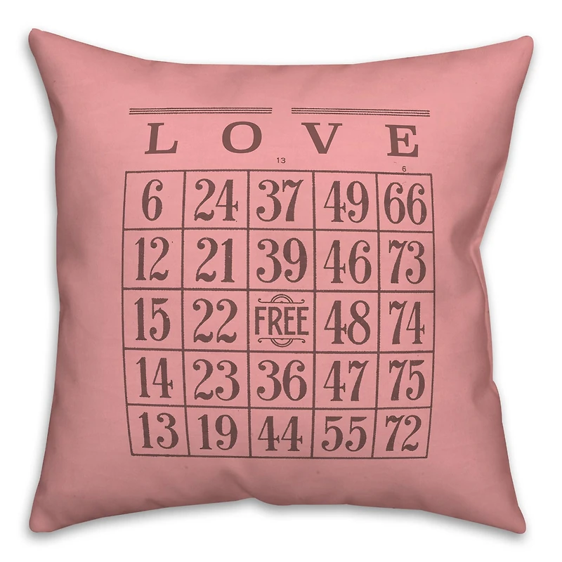 Valentine Bingo 18" x 18" Throw Pillow