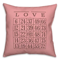 Valentine Bingo 18" x 18" Throw Pillow