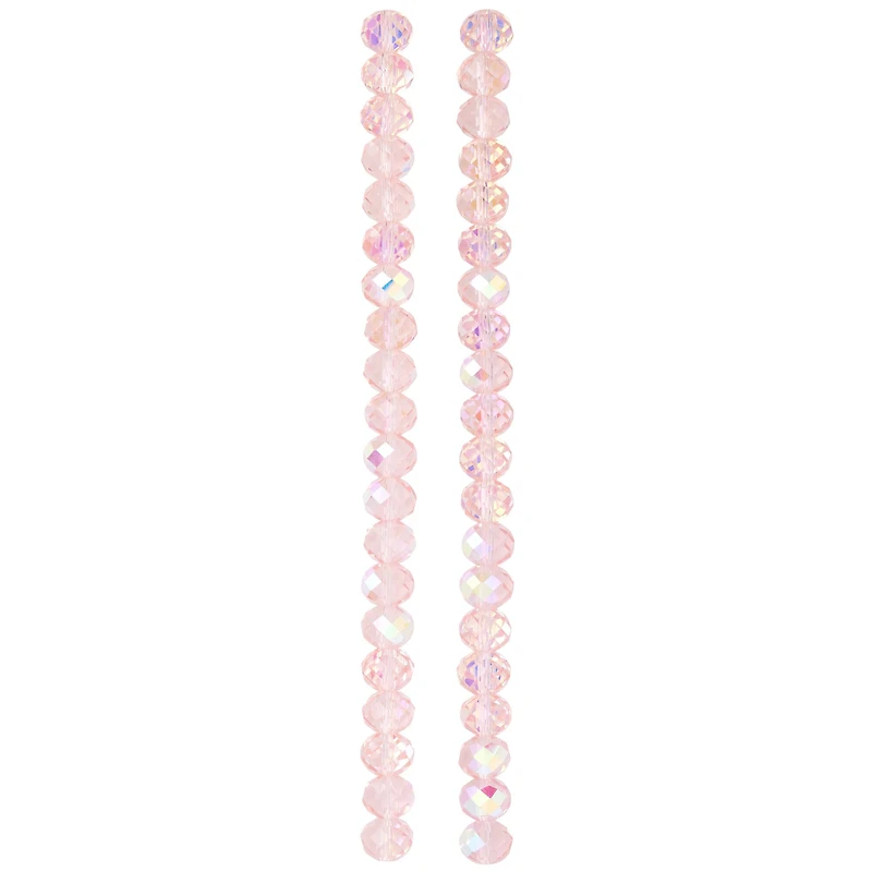 Aurora Borealis Pink Glass Faceted Rondelle Beads, 10mm by Bead Landing™
