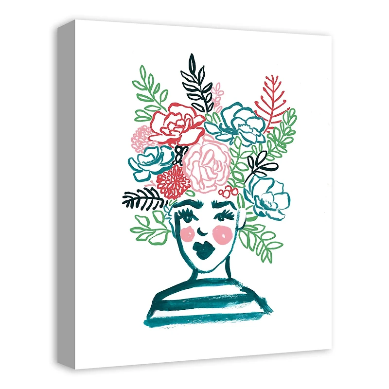 Flower Head Woman Canvas Wall Art