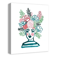 Flower Head Woman Canvas Wall Art