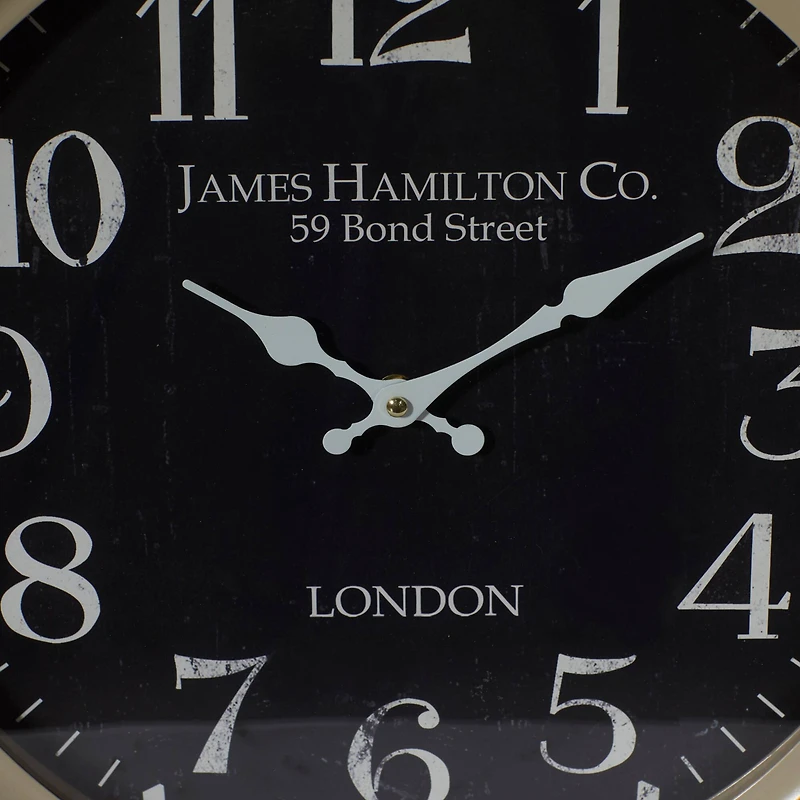 16" Black Metal Traditional Wall Clock