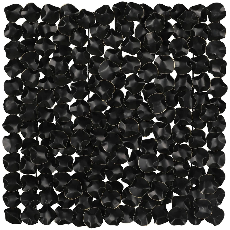 Black Metal Overlapping Folded Circle Abstract Wall Decor with Gold Accents