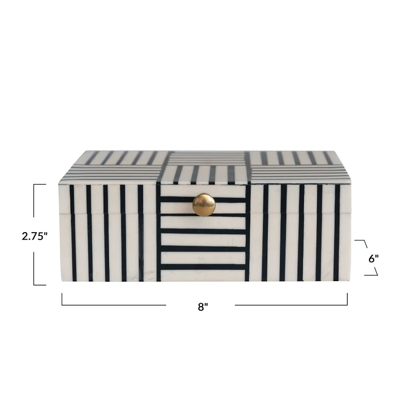 Hello Honey® 3" Modern Black & White Striped Box with Gold Clasp