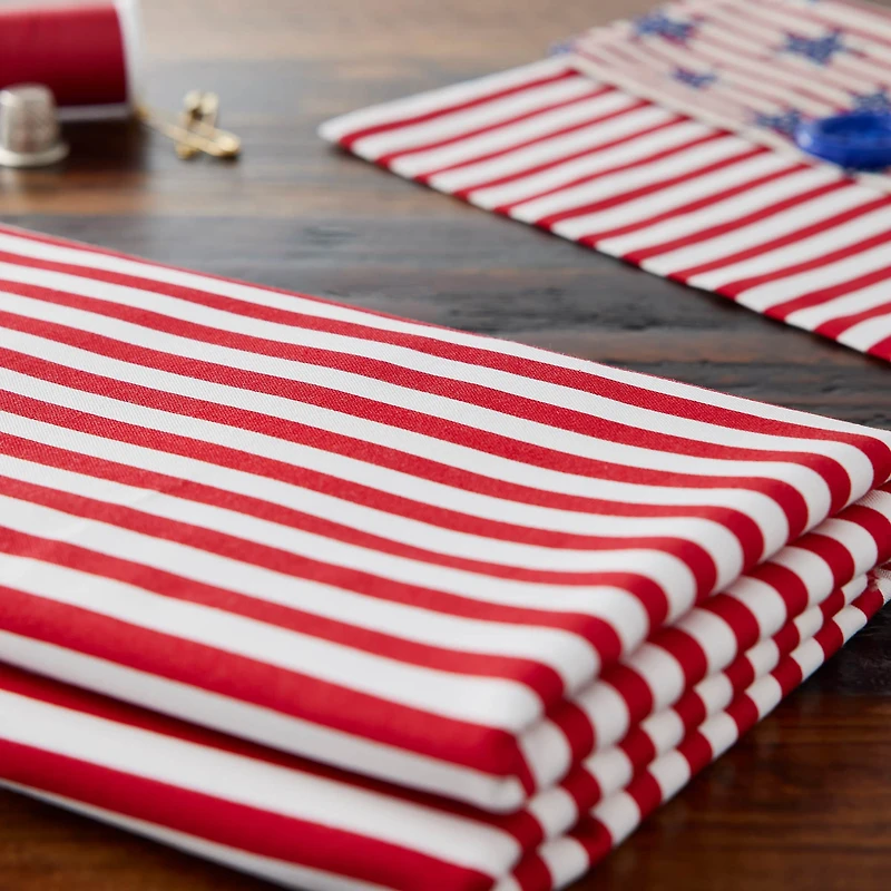 Eugene Textiles Crimson Striped Cotton Fabric