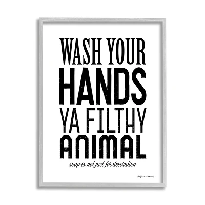 Stupell Industries Wash Your Hands Ya Filthy Animal Funny Bathroom Framed Wall Art