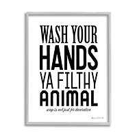 Stupell Industries Wash Your Hands Ya Filthy Animal Funny Bathroom Framed Wall Art