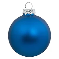 40ct. 2.5" Shiny & Matte Royal Blue & Silver Glass Ball Christmas Ornaments