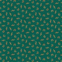 Fabric Editions Green Reindeer Toss Cotton Fabric