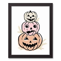 Pastel Pumpkin Stack Black Framed Canvas Wall Art