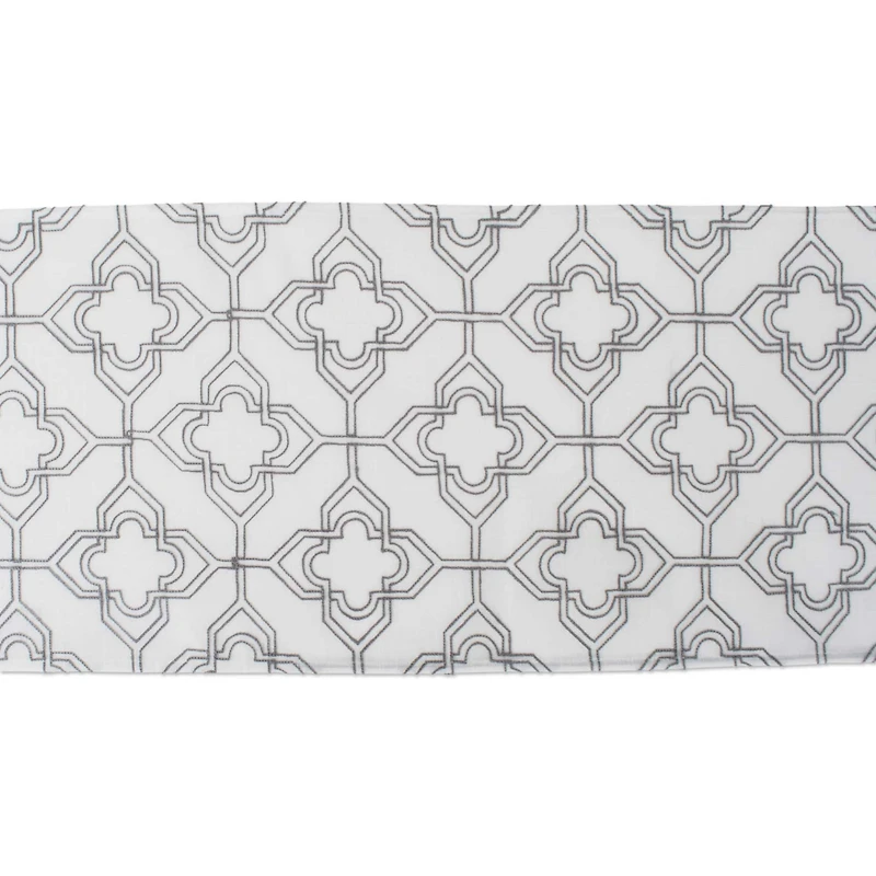 Off White Base Embroidered Lattice Table Runner