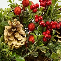 12" Red & Green Pine Cones & Berries Tabletop Decoration