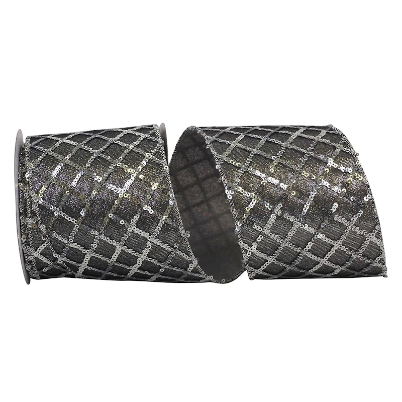JAM Paper 4" x 5yd. Sequin Glimmer Wired Lattice Deluxe Ribbon