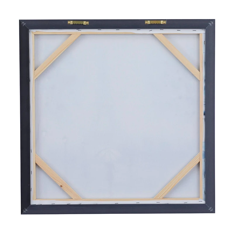 Blue Polystone Transitional Framed Wall Art, 24" x 24"