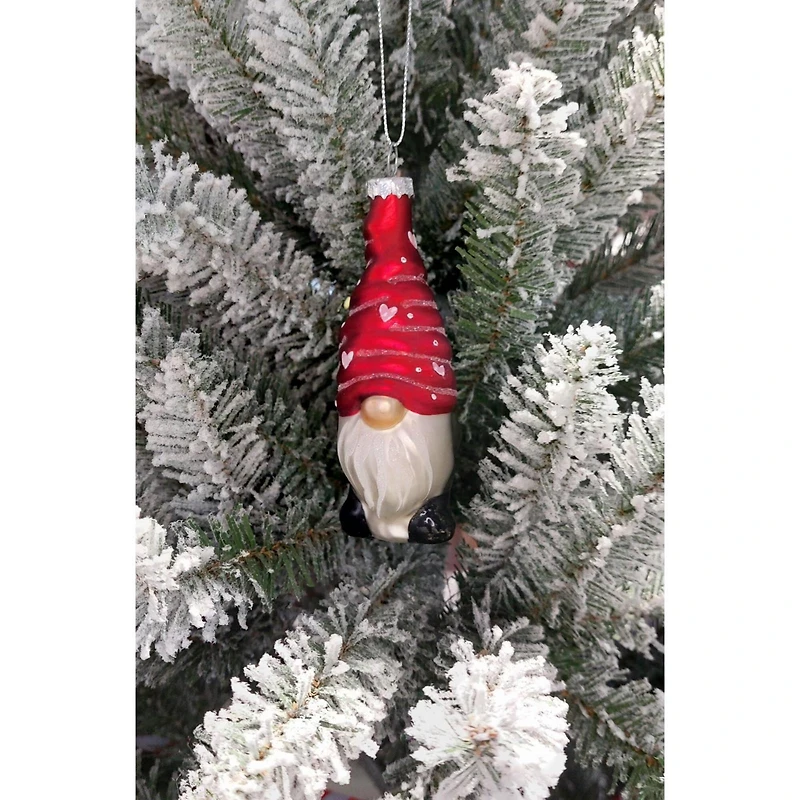 Wizardi 12" Red Glass Gnome Christmas Ornament