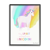 Stupell Industries Unicorn Spirit Animal Vivid Fantasy Rainbow Framed Giclee Art