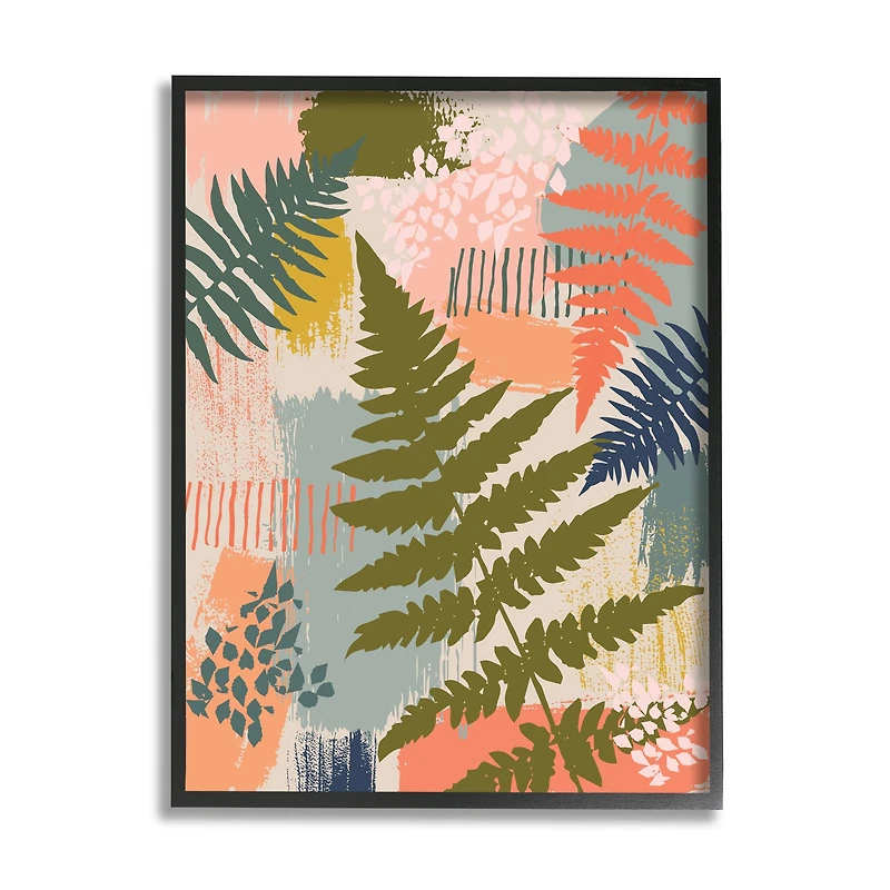 Stupell Industries Organic Forest Ferns Paintbrush Stroke Pattern in Frame Wall Art