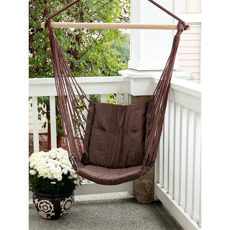 Espresso Cotton Padded Swing Chair