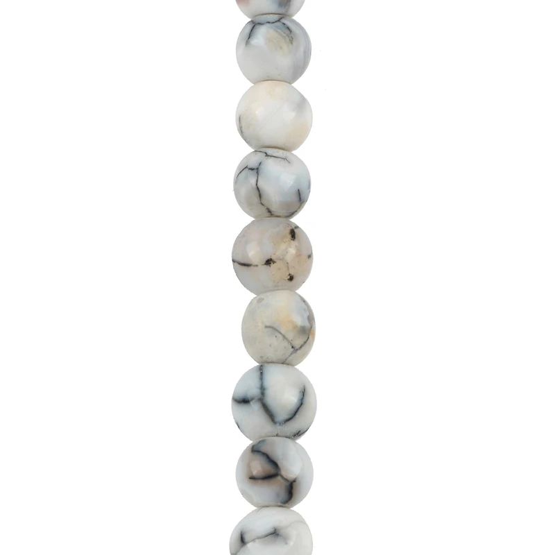Black & White Fire Agate Round Beads by Bead Landing