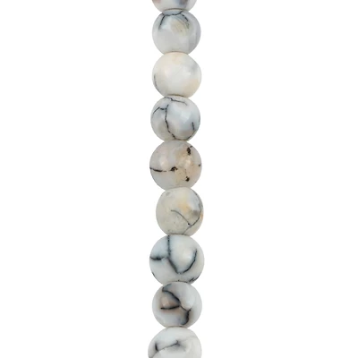 Black & White Fire Agate Round Beads by Bead Landing