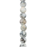 Black & White Fire Agate Round Beads by Bead Landing