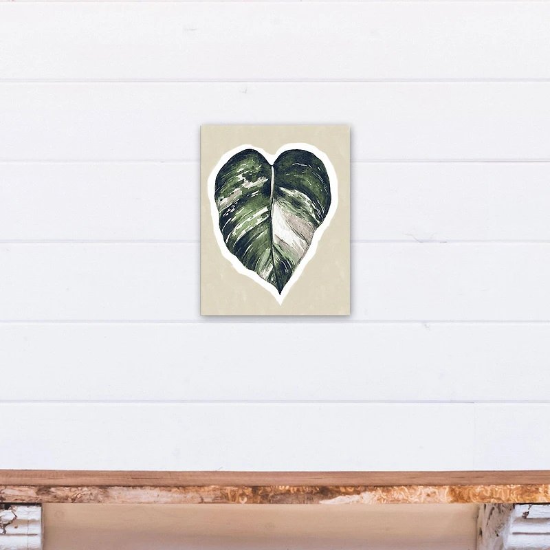 Green Tropical Leaf 11" x 14" Canvas Wall Art