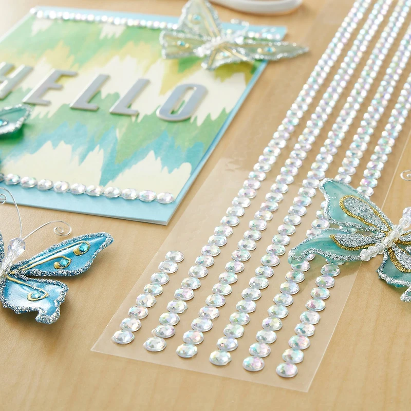 12 Packs: 6 ct. (72 total) Iridescent Clear Rhinestone Borders by Recollections™